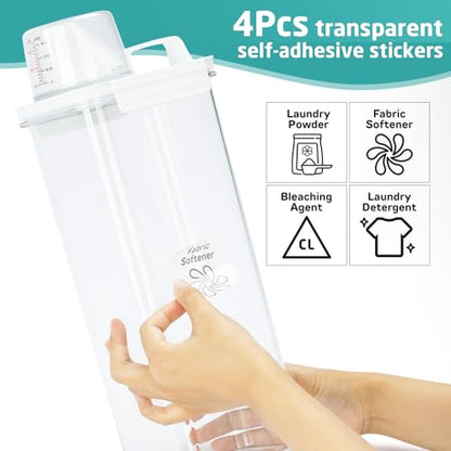 Laundry Detergent Dispenser-2 Pack, 98 oz Detergent Dispenser with 4 Removable Labels, Laundry Soap Dispenser for Laundry Room Organization and Storage, BPA Free & PET Plastic Clear - size: 1 Count (Pack of 2)