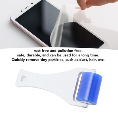 Zerodis Dust Removal Roller,Manual Aluminum Handle Silicone Roller Dust Pet Hairs Small Impurities Adsorb Roller with Static Electric Function Clothes Carseats Cleaner Tool (3CM)