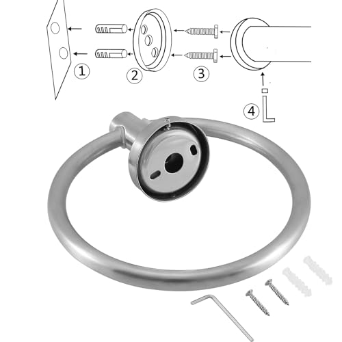 Bathroom Hardware Set, Towel Ring & Toilet Paper Holder, Stainless Steel SUS304, Hand Towel Hanger & Toilet Roll Holder, Sturdy Bathroom Accessories for Home or Kitchen Brushed Nickel - color: Brushed Nickel