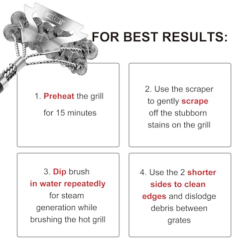 GRILLART Grill Brush for Outdoor Grill Bristle Free - Safe BBQ Grill Cleaner Brush - 18" BBQ Brush for Grill Cleaning Kit -Stainless Grill Cleaning Brush BBQ Grill Accessories Tools- Gifts for Men Dad