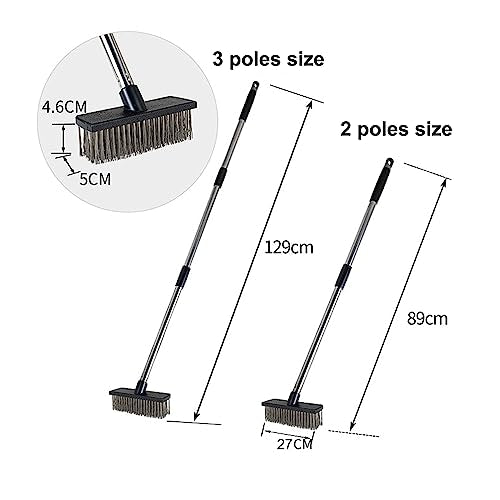 Heavy-Duty Push Broom Brush - Perfect for Bathroom, Kitchen, Patio, Garage, Deck, Concrete, Wood, Stone, and Tile Floors (10.6" Stainless Steel Bristle-Black) - color: 10.6" Stainless Steel Bristle-black