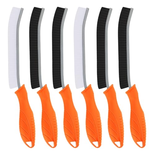 TQRR Hard Bristle Crevice Cleaning Brush-Thin Gap Scrub Brush, Small Cleaning Brush, Grout Brush, Kitchen Brush, Cleaning Tools for Toilet, Bathroom, Sink, Home, Household, Window (6, Orange) - color: Orange