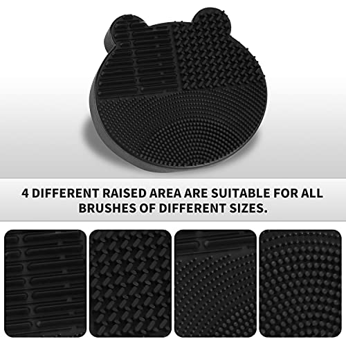 Silicon Makeup Brush Cleaner Mat with Brush Drying manual Make up cleaner cleanser machine Cosmetic Cleaning Pad+Makeup Dry Cleaned Quick Color Removal Sponge Scrubber Tool(Black) - color: New Black