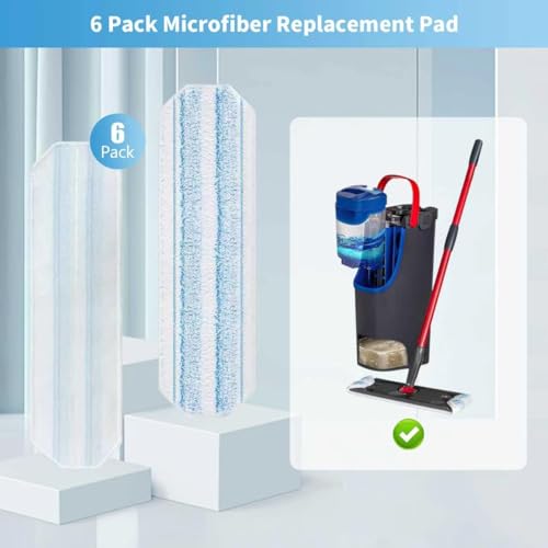 6 Pack Microfiber Mop Pads for O-Cedar H2prO Flat Mop System, Washable and Reusable Mop Replacement Heads for Floor Deep Cleaning, Mop Pad Refills for Wet Dry Floor - size: 6 Pack H2pro Mop Pads