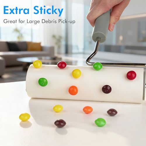 Extra Sticky Large Surface Lint Roller, 6.3'' Giant Lint Roller for Pet Hair, Lint Remover Roller for Cat Hair, Clothes, Furniture (1 Handle + 90 Sheets) - style: 1 Lint Roller