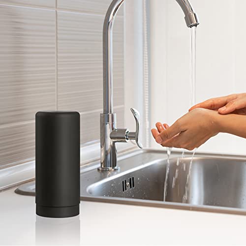 ElmRidge Dish Soap Silicone Dispenser for Kitchen Sink,Squeeze Washing Up Liquid and Hand Soap,Round refillable Silicone Bottles,Easy to Fill and to use, 8.5 oz,Black 2.4 x 2.4 x 5.5 inches (Black) - color: Black