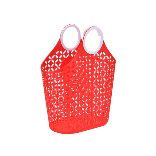 Fox Run Red Garden Harvest Basket with Built-In Handles, 6" x 14" x 18" Plastic Cleaning Caddy and Laundry Tote - color: Red