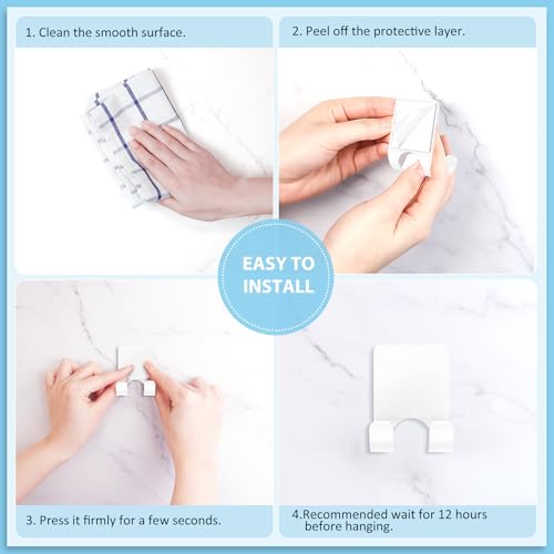 VIS'V Shower Wall Adhesive Razor Holder for His and Hers, White, 2 Pcs | Metal Material, Compact Design, Peel and Stick, Fit for Smooth Flat Surfaces - color: White