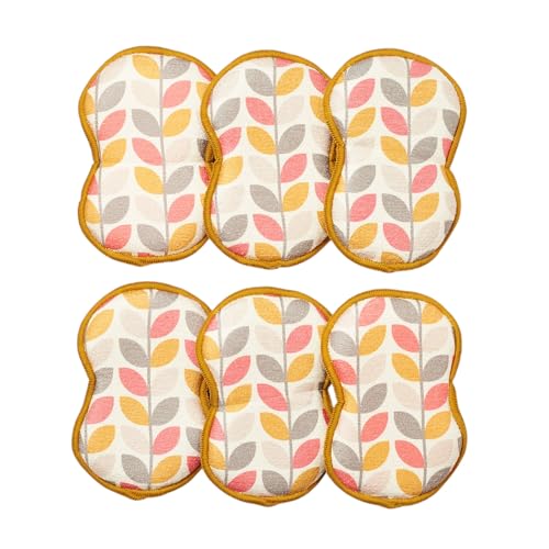 Sponge Set in Leaf Gold, 6 Pack Super Absorbent Washable Reusable Cleaning Sponges Made from Recycled Materials, Durable Eco Friendly Kitchen Sponges - color: Leaf Gold