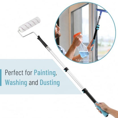 Bates- Telescopic Extension Pole, 3 Ft, Aluminum Alloy, Sturdy Multi-Purpose Extension Pole with Flip-Lock Design for Painting, Dusting and Cleaning - color: Black and Blue, size: 3 Ft, 1 Pack