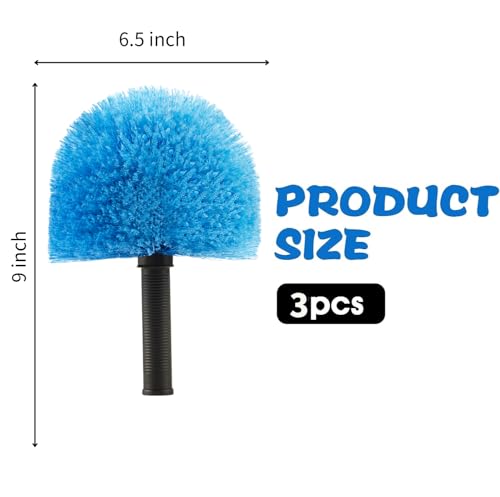 3 Pack Screw on Webster Cobweb Duster Head for Pole,Spider Web Remover Brush, Cobweb Duster Head Attachment,Fits Standard 3/4 inch Threaded Poles (3, Blue) - color: Blue