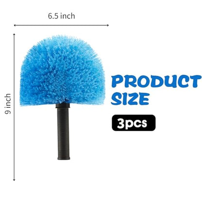 3 Pack Screw on Webster Cobweb Duster Head for Pole,Spider Web Remover Brush, Cobweb Duster Head Attachment,Fits Standard 3/4 inch Threaded Poles (3, Blue) - color: Blue
