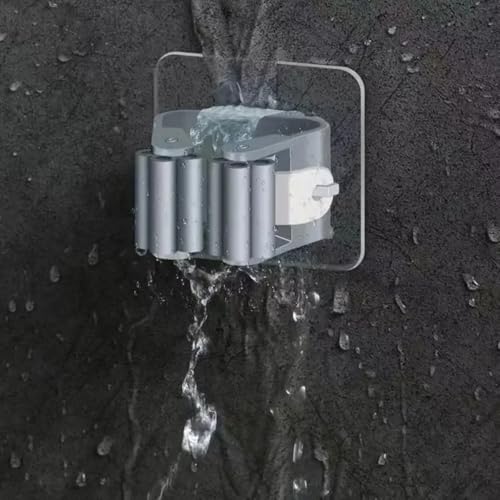 Wall-Mounted Mop Rack Suction Traceless Mop Clips 2/4 Pack Broom Hangers Waterproof Design for Bathroom Kitchen Storage, 2Pcs