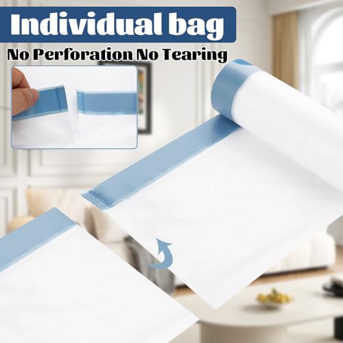 4 Gallon Trash Bags 360 Counts, Extra Thick Small Trash Bags for Bathroom and Office, Milky White Drawstring Trash Bag with Blue Handle, Leak-Proof HDPE Waste Basket Liners 12 Rolls
