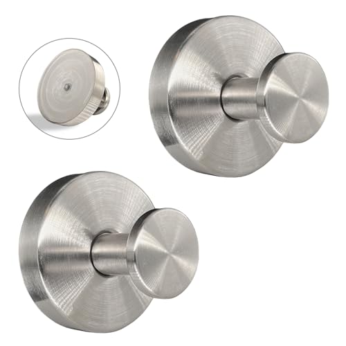 Suction Cup Hooks for Shower - 2 Pack, Matte Chrome - Stainless Steel, Strong Suction, No Drill, Removable Hanger, Tile Bathroom Kitchen Wall, Glass Door, Mirror Hook Hanging Robe, Towel Holder - color: Matte Chrome