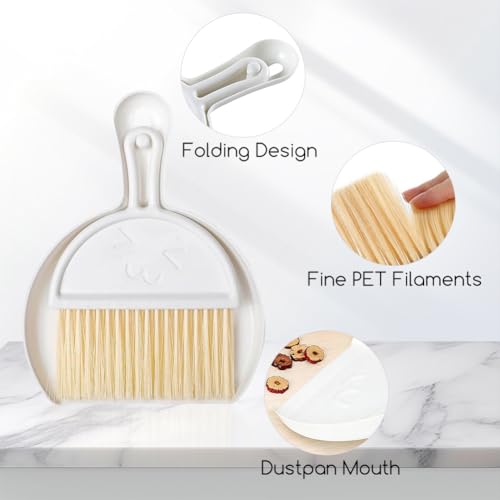Mini Dust Pan with Broom Set, Small Dustpan and Brush Set, Hand Broom and Dust Pan for Desk, Housekeeping, Office, Kitchen, Pet Nest - size: White, style: White