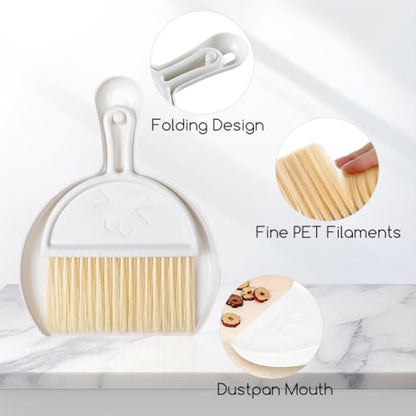 Mini Dust Pan with Broom Set, Small Dustpan and Brush Set, Hand Broom and Dust Pan for Desk, Housekeeping, Office, Kitchen, Pet Nest - size: White, style: White