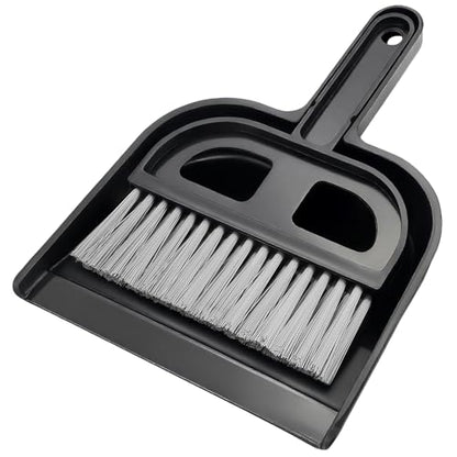 Mini Dustpan and Brush Set - Portable Hand Broom Compact 8.5" Nesting Cleaning Combo for Desks Keyboards Home Office