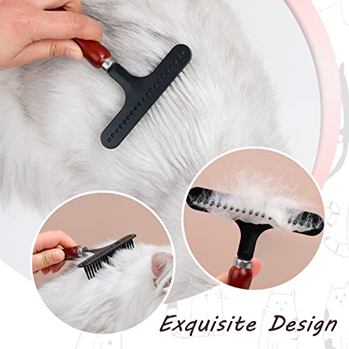 MDEOOSKY 2-in-1 Pet Grooming Tool and Carpet Rake, Handheld Rug Groomer for Matted & Dog Cat Hair Cleaner for Short Pile Rugs, Easy Clean (Black)