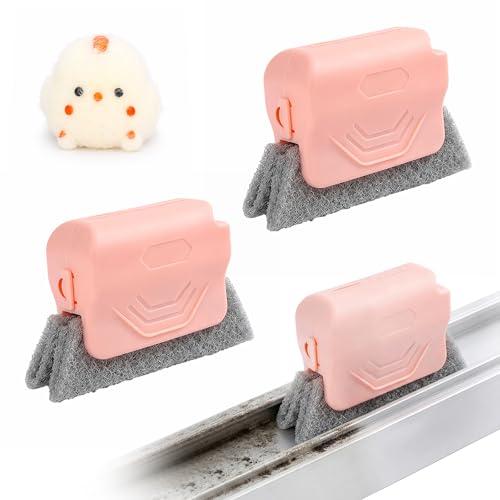 Crevice Cleaning Brush Window Tool for Track & Seal, Baseboard Cleaner, Multipurpose Spring Essentials for Groove Cleaning (Pink) - color: Pink