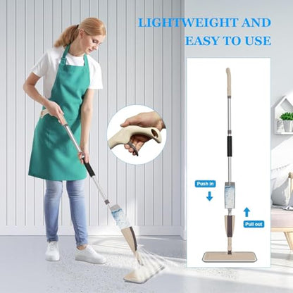VMstr Spray Mop for Floor Cleaning,Microfiber Dust Mop with Sprayer with 3 pcs Washable Pads and 400ml Refillable Bottle,Beyoco Dry Wet Jet Mop for Kitchen Wood Floor Hardwood Laminate Ceramic Tiles