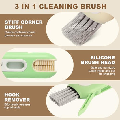 3 in 1 Cup Lid Cleaning Brush,Multifunctional Bottle Cleaner Brush with Hook Remover, Silicone Cup Holder Cleaner, Water Bottle Cleaner Brush for Cups, Lids, Tumblers and Kitchen Gaps - color: Color Mixing