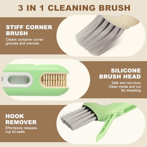 3 in 1 Cup Lid Cleaning Brush,Multifunctional Bottle Cleaner Brush with Hook Remover, Silicone Cup Holder Cleaner, Water Bottle Cleaner Brush for Cups, Lids, Tumblers and Kitchen Gaps(Purple) - color: Purple