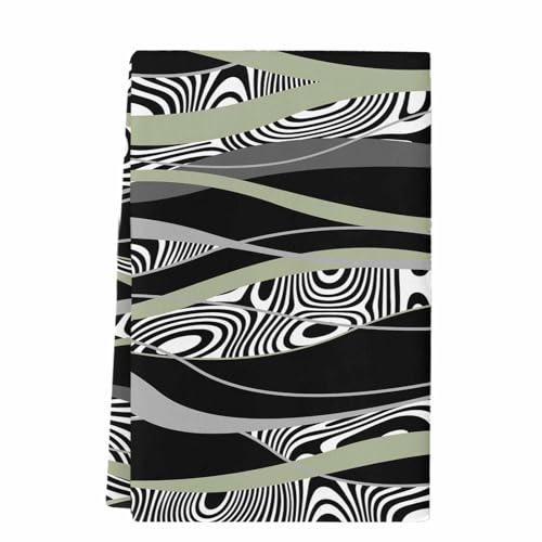 Sage Green Black Stripes Kitchen Towels Set of 1,Absorbent Microfiber Soft Dish Hand Tea Bath Towel,Grey Abstract Gradient Striped Quick Dry Cleaning Cloth Washclothes for Bathroom Hotel Spa 18"x28" - color: Green, size: 1 PCS-18 x 28in