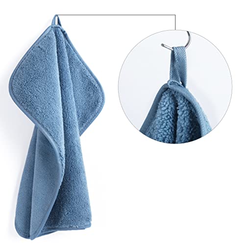 POLYTE Premium Lint Free Microfiber Washcloth Face Towel, 13 x 13 in, Set of 6 (Blue) - color: Blue