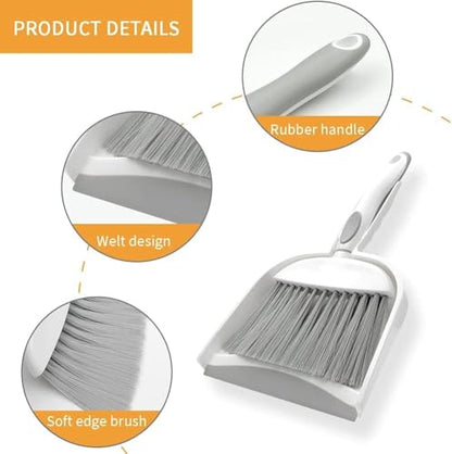 Dust pan, Mini Dustpan and Brush Set, Small Broom and Dustpan Set, Small Hand Broom and dust pan Set, Whisk Broom, Dust pan and Brush for Desk, Table, Home, Kitchen Necessities (Gray 3 pcs) - size: 3pcs