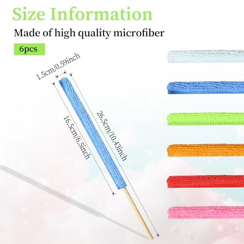 6 PCS Microfiber Detail Duster Sticks Set Mini Dusters for Cleaning AC Vent Cleaner Crevice Cleaning Tool Brush Air Vent Cleaner for Window, Fan, Blind and Car Vent