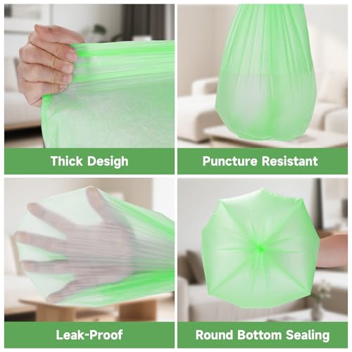 Green Trash Bags 1.2 Gallon - heihaily 100 Count Bulk Compostable Mini Garbage Bag See-Through Design & Leakproof Recycling for Office Desk, Bathroom, or Car Small Bins - style: Bio-1.2Gal-Green100