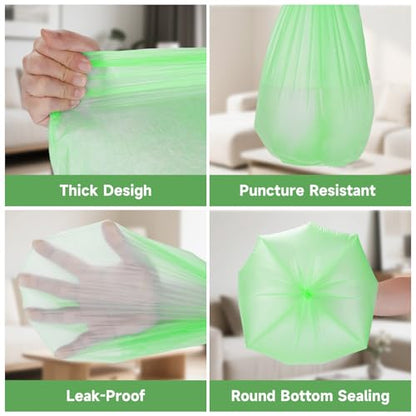 Green 2.6-Gallon Trash Bag Unscented - Compostable Small Bathroom Garbage Bags Bulk 100 Count Wastebasket Liners Strong Thick Leakproof Perfect for Recycling or General Waste in Any Room - style: Bio-2.6Gal-Green100