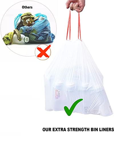 BEIDOU-PAC Trash Bags, 2.6 Gallon, 200 Count, Drawstring, Odorless, Extra Thick, White Plastic, Food Scrap Bag for Home Office Bathroom Kitchen Bins - style: 2.6 Gallon |200 Count