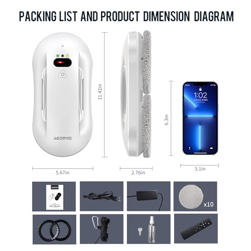 Window Cleaning Robot with Auto Water Spray & Smart Navigation, Automatic Window Cleaner Robot for Inside/Outside Glass with Triple Safety System, Edge Detection and Remote Control