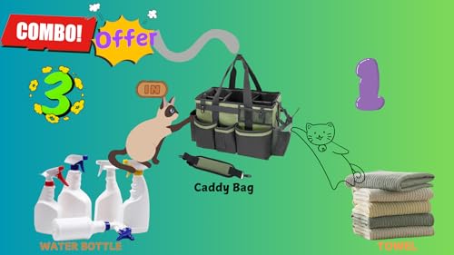 Wearable Cleaning Caddy Organize Bag with Spray bottle & Towel, Handles for Cleaners & Housekeeper,Under Sink & Car Cleaning Tool Organizers Bag with Adjustable Shoulder Strap&Waist Belt (Black) - color: Black