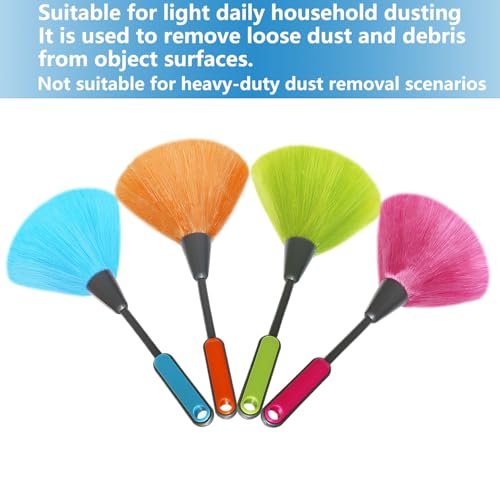 4 Pack 10" Small Microfiber Duster, Delicate Fluffy Microfiber Feather Duster, Suitable for Light Daily Household Dusting, Perfect for Cleaning Desk, Computer Screen, TV Screen, Books, Photo Frames