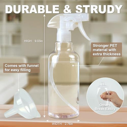 Plastic Spray Bottles (2-Pack, 16.9 Oz) Heavy Duty Spraying, Mist & Stream, Empty Water Sprayer Bottle for Cleaning Solutions, Essential Oils, Hair, Plants, BBQ, Dog Cat Behavior Correction (Clear) - style: Clear, 2-Pack