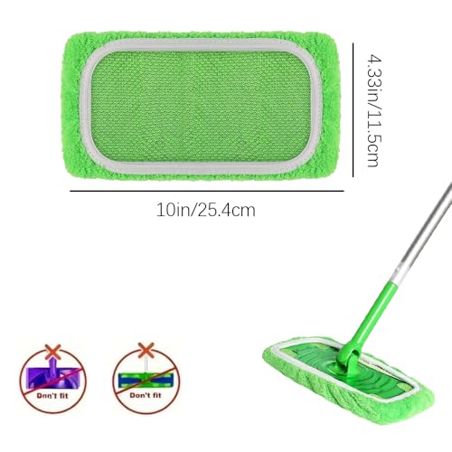 3 Pack Green Reusable Microfiber Mop Pads Replacement, Wet and Dry Flat mop Cover, Washable Wet Pads Refill for Surface/Hardwood Floor Cleaning - color: Green