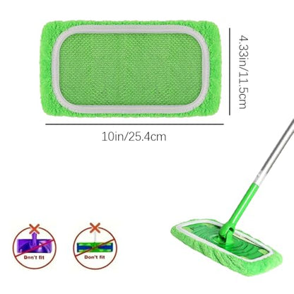 3 Pack Green Reusable Microfiber Mop Pads Replacement, Wet and Dry Flat mop Cover, Washable Wet Pads Refill for Surface/Hardwood Floor Cleaning - color: Green