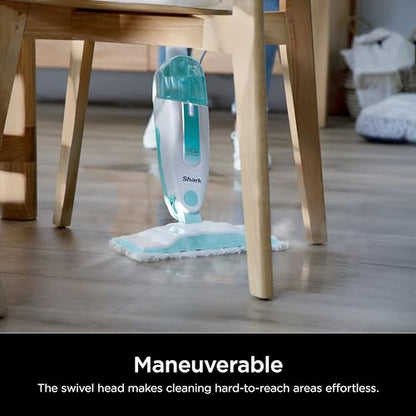 Shark Steam Mop with 2 Machine Washable Dirt Grip Pads, Removable Water Tank, Lightweight, Steam Cleaner for sealed Hard Floors, Marble, Stone, Hardwood, Tile, Laminate, White/Seafoam, S1000 - style: Steam Starter