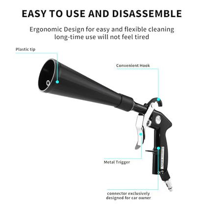 GOCCIDA Car Dry Cleaning Gun,Tornado Air Gun,High Pressure Air Blow Gun,Fast Interior Dryer Car Detailing Kit,Vortex Air Cleaning Tool for Car Detailing(2 Set Nozzle) - style: HCL-15black2