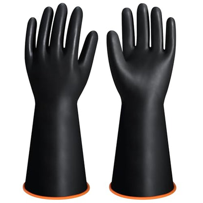 14" XL Size Latex Chemical Resistant Gloves, Reusable Heavy Duty Long Rubber Gloves Dishwashing Glove, Industrial Safety Gloves for Men, Forearm Protection Waterproof Resist Strong Acid, Alkali, Oil - size: 14 inch