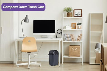 Superio Trash Can for Dorm Room with Lid 4.5 Gallon Plastic Garbage Can with Swing Top Lid, Medium Slim Waste Bin with Cover for Home, Kitchen, Office, Bedroom, Bathroom, College- 18 Qt (Dark Grey 2) - size: 4.5 Gallon, style: 2 Pack