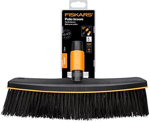 Fiskars Street Broom, Broom Head, Width: 38 cm, Plastic Bristles, Black/Orange, QuikFit, 1001416 - style: Broom (38 cm)