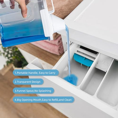 G2 GO2GETHER Laundry Detergent Container,2Pack -68oz Laundry Detergent Dispenser with 5 labels for Laundry Room, Laundry Scent Beads, Powder,Bleach,Soap,Fabric Softener Storage and Organization. - style: 68OZ