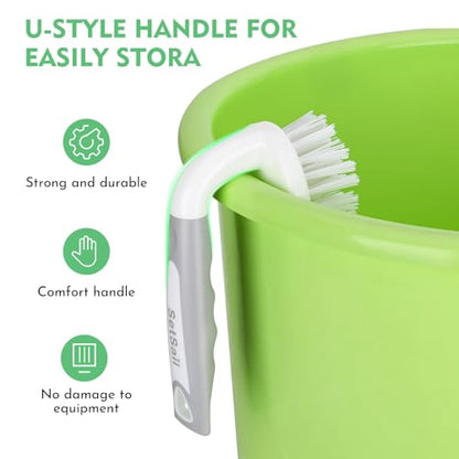 SetSail V-Shaped Grout Brush & Scrub Brush, V-Shaped Floor Scrub Brush Swivel Grout Brush Stiff Bristle Grout Scrubber for Bathroom, Kitchen, Wall, Deck, Garage, 2 Packs