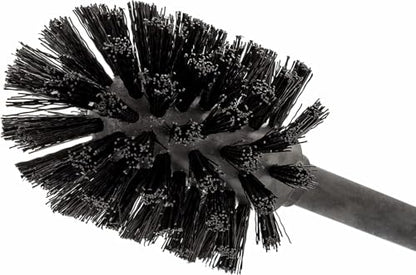BROOKSTONE Toilet Brush and Holder Set for Bathroom with Splash Guard for Deep Cleaning, Compact and Space Saving Stylish Toilet Bowl Cleaners, Black - color: Black