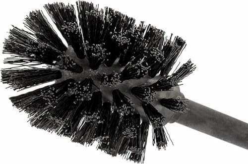 BROOKSTONE Toilet Brush and Holder Set for Bathroom with Splash Guard for Deep Cleaning, Compact and Space Saving Stylish Toilet Bowl Cleaners, Chrome - color: Chrome