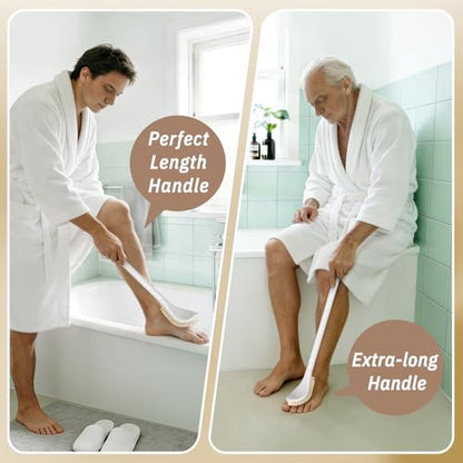 New Foot Brush & Foot Files Set(3PCS), 3-IN-1 Foot Scrubber with Long Handle, 10.2’’-27.5’’Adjustable Foot Scrub Brush and 2 Upgrade Foot File Callus Remover, Gift-Box Packed(White+2*Foot File) - color: White Kit04